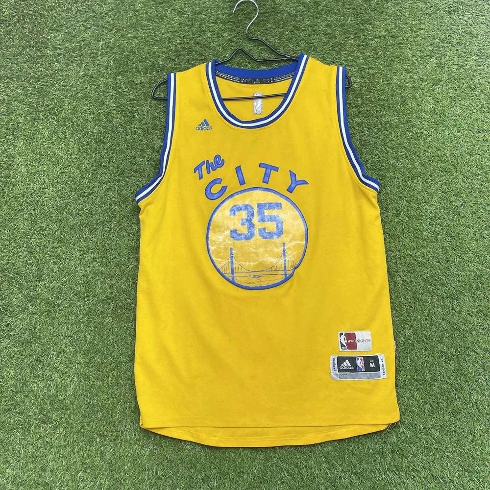 Golden State Warriors Adidas Jersey Mens Medium Kevin Durant #35 Yellow The City